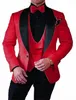 Męskie garnitury Blazers Mens Wedding Italian Design Niestandardowy wykonany czarny palenie smoking kurtka 3 -częściowa groom Terno dla mężczyzn 230130