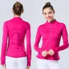 Yoga LU-088 2023 Kurtka wyrównują strój Kobiety definiuj trening sportowy fitness Szybki suchy aktywny odzież Lady Top Solid Zip Up Blusshirt