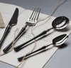 Dijkartikelen Sets Creative Black Silver 304 Roestvrij staal Western bestek Set Noble Fork mes Dessert keuken servies