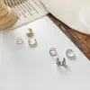 Серьги с серьгами 3pcs корейский кросс -манжета не пронзительно для женщин серебряный цвет маленький клип на хряще