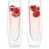 Weingläser 2/6 stücke 150 ml Champagner Set Doppelwandige Glastasse Stemless Funkelnde transparente Flöte für Hochzeit