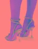 Sandálias verão tamanho grande sapatos femininos estilo romano cabeça quadrada strass laço copo de vinho salto alto