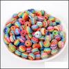 Crimp End Beads 50Pcs 8Mm Resin Round Rainbow Stripe Loose Spacer For Jewelry Making Diy Bracelet Necklace Accessories 20220301 T2 Dhigf