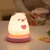 Luces nocturnas creativas USB de silicona, lámpara recargable para dormitorio, mesita de noche, Panda, luz nocturna para dormir para niños