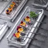 Plates Transparent Glass Plate Japanese Izakaya Sashimi Sushi Afternoon Tea Dessert Cake Kitchen Rectangular Tableware