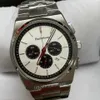 Zegarek męski Panda dial Mechanizm kwarcowy stalowy pasek Chronograf Zegarki Sportowy zegarek na rękę 42 mm