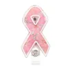 10 PCs/lote anéis de chave personalizados Office Supply 3 Style Pink Ribbon Breast Cancer Câncer