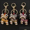 Keychains Lanyards Fine Key Chain Creative Small Gift Chinese Style Lion Dance Kirin Alloy Fashion Girls Bag Ornament Mobile Hangi Dh7Ic