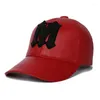 Ball Caps 2023 Genuine Leather Baseball Cap Spring Hip Hop Embroidered Letter "M" Real Summer Boy Girls Hat Snapback Gorras