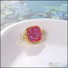 Charms Style Square Shape Drusy Druzy Bracelet Resin Pendant Gold Crystal For Bangle Necklace Diy Making Jwerly Womeny Drop Delivery Dh0Yo