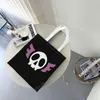 Torby na zakupy feitan czaszka spożywcza Tote Kobiety Kawaii x Canvas Shopper Torka na ramię duża pojemność torebka