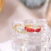 Anneaux de mariage 2023 Coréen Rouge Goutte Glacé Bambou Noeud Anneau Réglable Petit Design Simple Tempérament Élégant Banquet Bijoux Cadeau