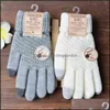 Autres textiles à la maison Femmes Winter Touch Sn Épaissir Chaud Couleur Solide Gants tricotés Stretch Gant Imitation Laine FL Finger Outdoor Skii Dhxpa