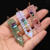 Pendentif Colliers En Gros8PCS Pierre Naturelle Métal Fil De Cuivre Eau Sept Chakra Cristal Colonne MakingDIY Collier Bracelet Bijoux Cadeau