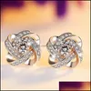 Stud Fashio Cz Zircon Earrings For Women Love Eternal Heart Super Flash Crystal Jewelry Design Party Drop Delivery Otq8E