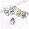 Charms Designer Creative Dried Flower Pendant For Earring Necklace Woman Fashion Glass Oval Ball Pressed Diy Jewelry Making Drop Del Otzs5