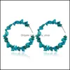 Hoop Huggie Colorf Natural Stone Geometric Earrings Irregar Beaded Circle Fashion Jewelry For Women Girls 778 R2 Drop Delivery Dhwol