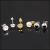 Stud Arrivée 3A Cubique Zircone Boucles D'oreilles Rondes Pour Femmes Filles Sier Or Plaque De Cuivre Élégant Boucle D'oreille Bijoux De Mariage Cadeau Y Drop Deli Dh1N7