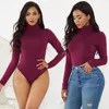 Combinaisons pour femmes Barboteuses 12 couleurs Mock Turtle Neck Top Skinny Justaucorps Body Manches longues Moulante Romper Solid String Extensible Basic Turtleneck XL 230131