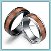 Bandringen 8 mm wolfraam vinger duurzame vintage titanium roestvrijstalen hout inlay ring sieraden voor mannen vrouwen 316L drop levering otatl