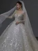 Princess White A Line Dress The Bridal Publeary Mared Tuler Юбка с длинным рукавом развертка поезда по дюйму платье для невесты Саудовская Аравия Элегантные свадебные платья 403