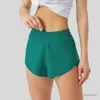 Lulu Designer Womens Shorts Lu Yoga Fit Zipper Pocket High Rise Quick Dry Women Train Lululemen Kort lös stil andningsbar 2024