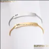 Braccialetti con ciondoli Bracciale con barra vuota in acciaio inossidabile Sier/Oro per incidere cuore cavo placca metallica catena regolabile goccia d'oro Consegna Ot7We