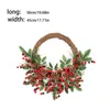 Decorative Flowers Simulation Christmas Pine Cones Wreath Red Berries Door Arrangement Hanging Pendent Leaves Garland For Bar Wedding