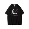 T-shirts voor heren Hybskr Simple Stroke Moon Graphic Men T-shirt Oversized Letter Afdruk Korte mouw T-shirt Katoen Male Streetwear Unisex Basic Tops 230131