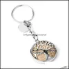 Porte-clés Pierre Naturelle Original Porte-clés Arbre De Vie Porte-clés Sier Couleur Guérison Cristal De Voiture Décor Porte-clés Pour Femmes Hommes 471C3 D Dhaes