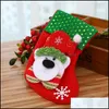 Dekoracje świąteczne Tree Socks Festival Festival Prezent Apple Candy Bags Cartoon Snowflake Xmas Party Fireplace Wll571 Drop del dhto0