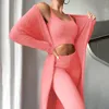 Tracksuits voor dames fur threetwo stuk outfits sexy backless crop top matching set top en hoge taille broek feest clubkleding 230131