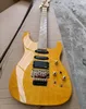 Guitarra eléctrica amarilla de 6 cuerdas con el diapasón de arce Floyd Rose personalizable