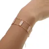 Bracelets de charme Chegou Moda Hollow Bracelet Micro Pave Clear Chain Hand Chain Simples Geometria Rectangel Brince Jewelry