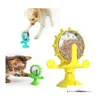 Dog Toys Chews Pet Cat Feeder Toy Kitten Teasing Turntable Windmill Leakage Training Ball 360 Rotating Feeding Toypet Accessories Dhxnb