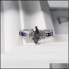 Solitaire Ring Special Marquise Shape Shiny Purple CZ Prong Seting Fashion Cocktail Party Rings for Women Storlek 610 grossistpartier B DHFD7