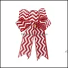 Julekorationer 1st Tree Bows Red Cotton Linen Bowknot Ornament för kransfönster Helg inomhus utomhus PAE11324 Drop Deliv Ottol