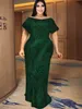 Robes de grande taille vert paillettes Maxi manches courtes Slash cou taille haute coupe ajustée sirène soirée tenues de fête d'anniversaire pour les femmes 230130