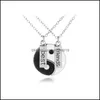 Pendant Necklaces Friends Necklace Yin Stitching Set Black White Couple Pair Chain Mens Gift Drop Delivery Jewelry Pendants Dhafq