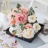 Flores decorativas 6 Casamento Casamento Nórdico Artificial Flower Bouquet Fake Room Decoração Ornamentos de Plástico Rose Silk Flowe