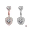 Anillos de botón de campana del ombligo Alergia Acero inoxidable Vientre Diamante Corazón Joyería del cuerpo para mujeres Niñas 51 E3 Entrega de gota Dhiho