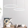 Lampadari Lampadario a led moderno Illuminazione domestica fai-da-te Cerchio Lampada a sospensione a soffitto in oro nero bianco Lampada a sospensione per soggiorno Decorazione da pranzo