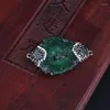 Hänghalsband tjock grön geod kvarts kristallsten skiva bana strass 2 spännen kontakt charm smycken diy gör material