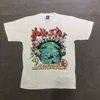 Hellstar Studios Globe Tee Plus 사이즈 남성 티셔츠 무거운면 탑 맨 빈티지 대형 티셔츠 스트리트웨어 티 청소년 티