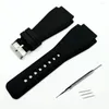 Pulseiras de relógio 34 24 mm Banda de borracha de silicone com extremidade convexa para sino série BR01 BR03 pulseira pulseira cinto ferramenta Ross