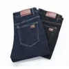 Heren jeans winter warme zakelijke mode klassieke stijl zwart blauw denim rechte fleece dikke broek mannelijk merk broek 230131