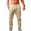 Herrenhosen Herren Baumwolle Leinenhose Männlich Sommer Herbst Atmungsaktiv Einfarbig Elastische Taille Leinenhose Fitness Streetwear 230131