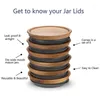 Storage Bottles Wide Mouth Mason Jar Lids 6 Pack Wooden For Ball Food Grade Material Fit & Airtight