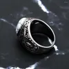 Ringos de cluster Fashion Fashion Vintage Graved Ring For Men Unique Punk Biker