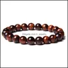 Beaded Strands High Quality Natural Stone Lapis Tiger Eye Beaded Bracelets For Women Men Fashion Energy Bracelet Elastical Jewelry Otpug